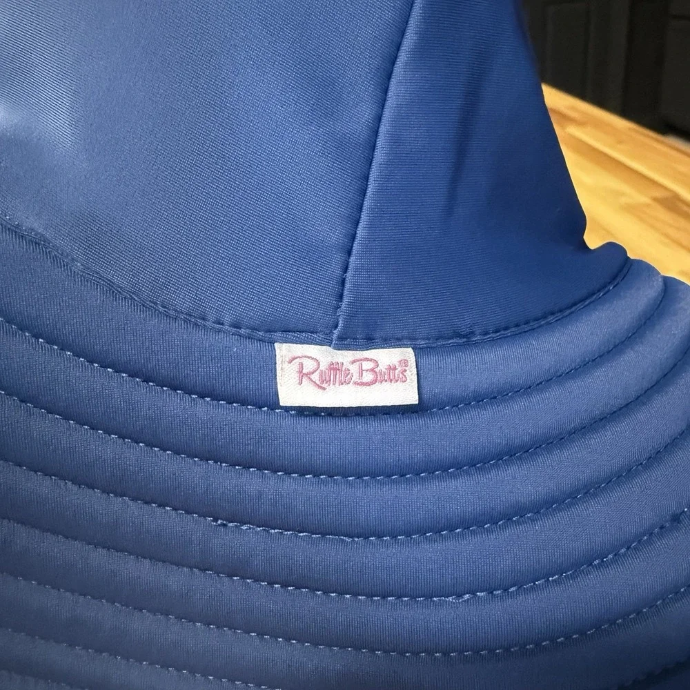 RuffleButts Navy Blue UPF 50+ sun protective swim hat  Size 3T-5